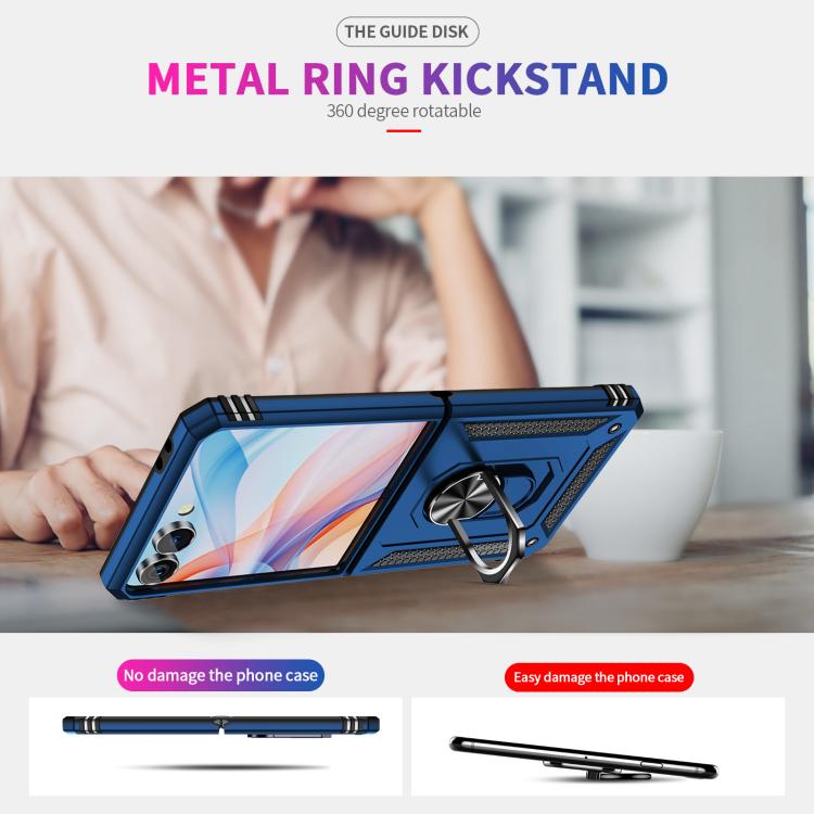Funda de TPU + PC a prueba de golpes con soporte para Samsung Galaxy Z Flip7 5G (azul)