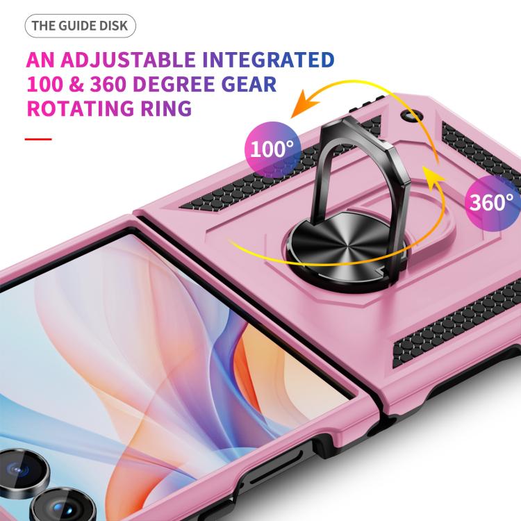Funda de TPU + PC a prueba de golpes con soporte para Samsung Galaxy Z Flip7 5G (rosa)
