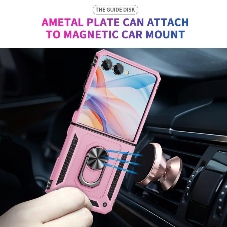 Funda de TPU + PC a prueba de golpes con soporte para Samsung Galaxy Z Flip7 5G (rosa)