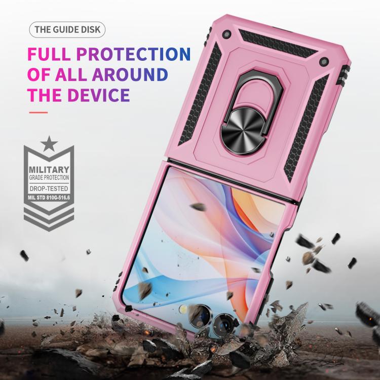Funda de TPU + PC a prueba de golpes con soporte para Samsung Galaxy Z Flip7 5G (rosa)