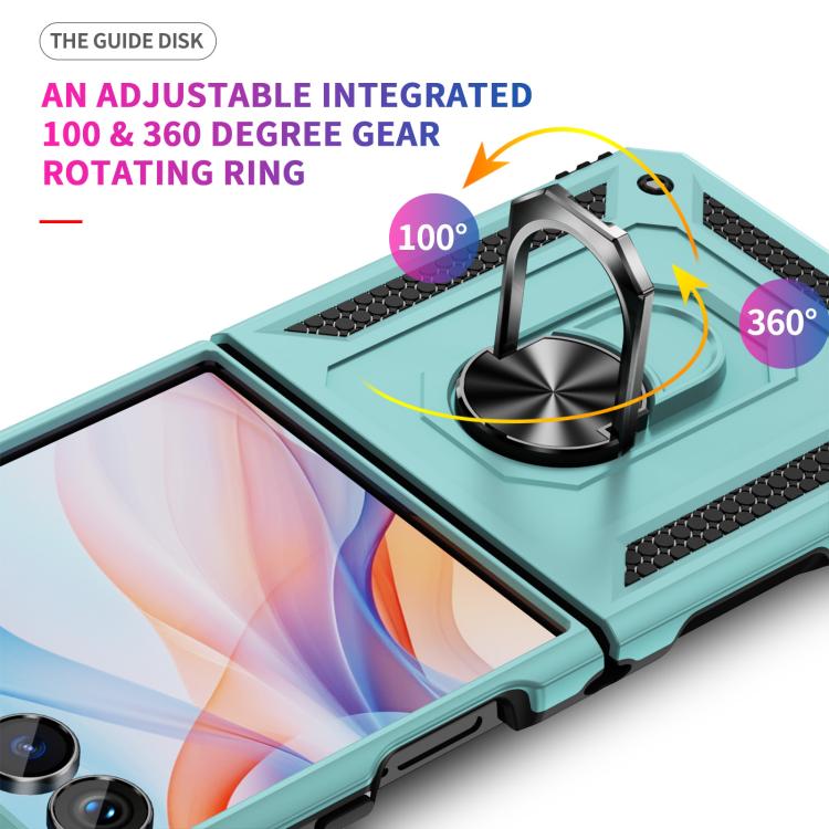 Funda de TPU + PC a prueba de golpes con soporte para Samsung Galaxy Z Flip7 5G (verde oscuro)