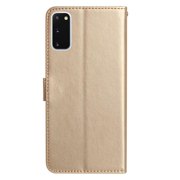 Funda de cuero con estampado de rosas en relieve para Samsung Galaxy S20 5G (dorada)