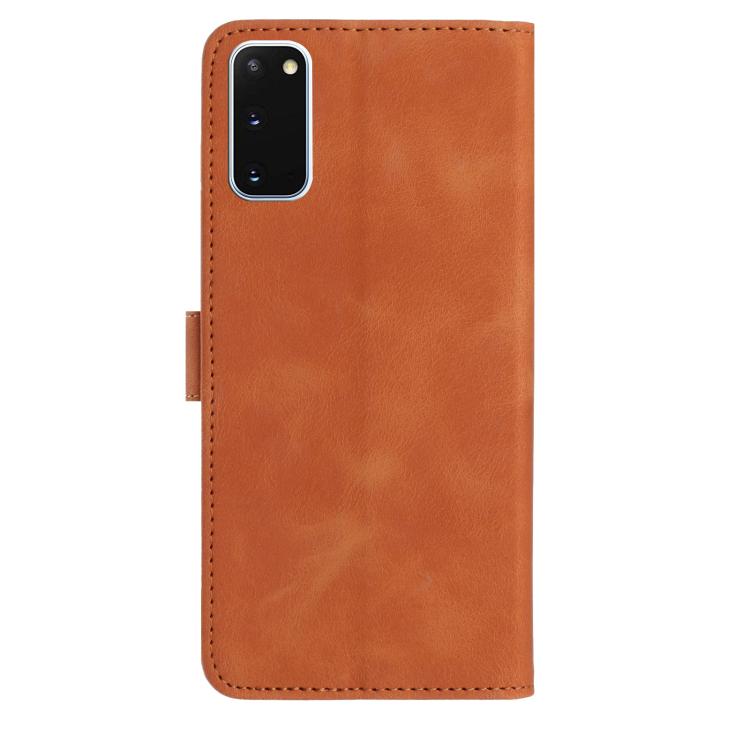 Funda de cuero con estampado de rosas en relieve para Samsung Galaxy S20 5G (marrón)