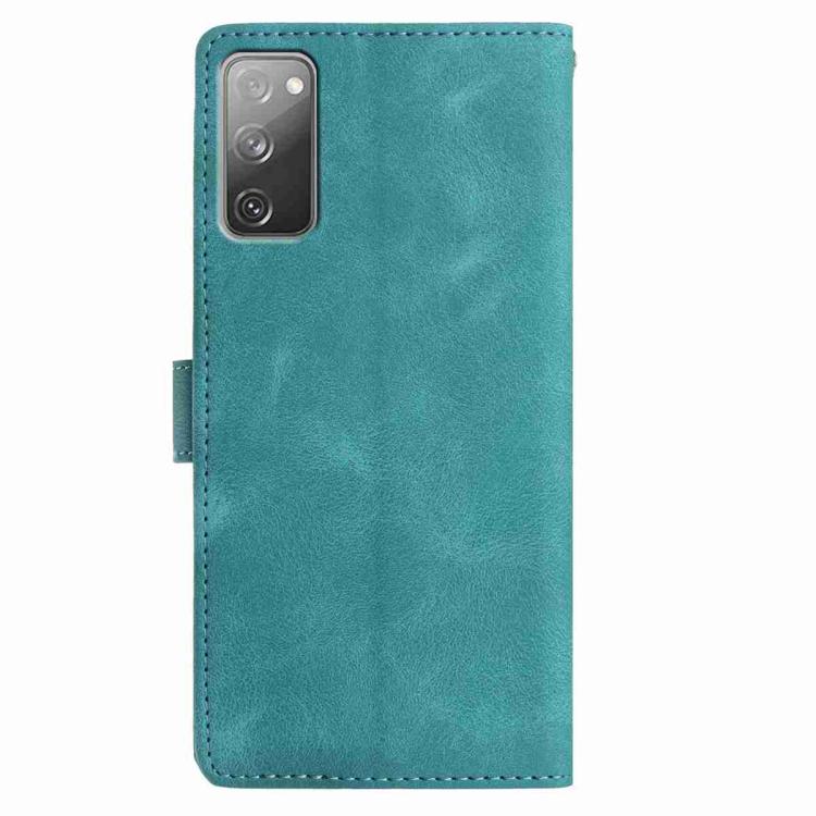 Funda de cuero con estampado floral en relieve para Samsung Galaxy S20 FE 5G (verde)
