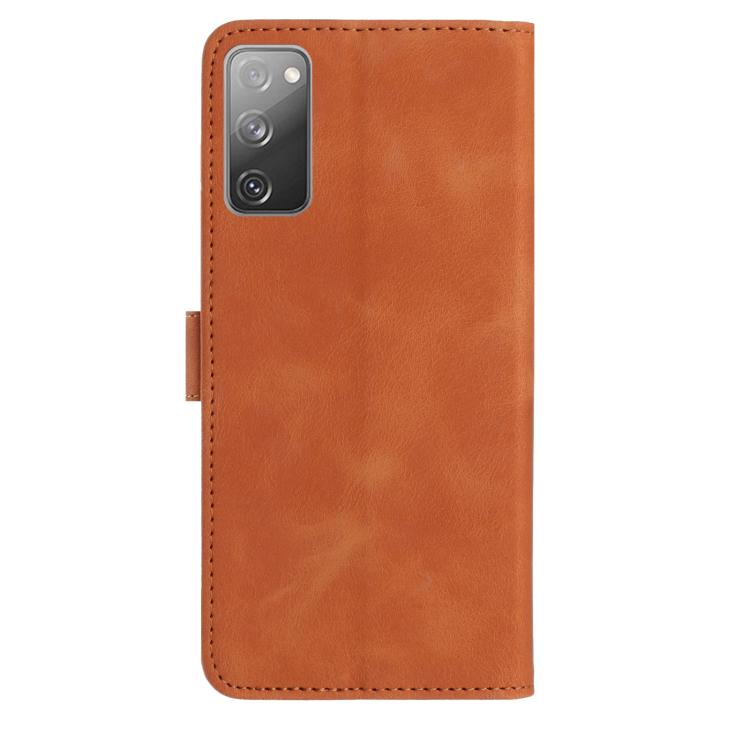 Funda de cuero con estampado de rosas en relieve para Samsung Galaxy S20 FE 5G (marrón)