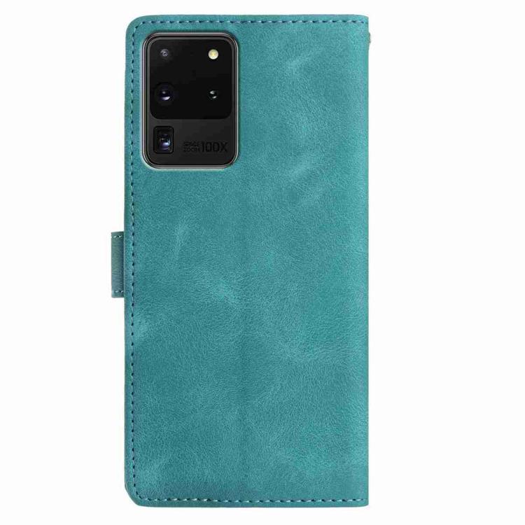 Funda de cuero con estampado floral en relieve para Samsung Galaxy S20 Ultra 5G (verde)