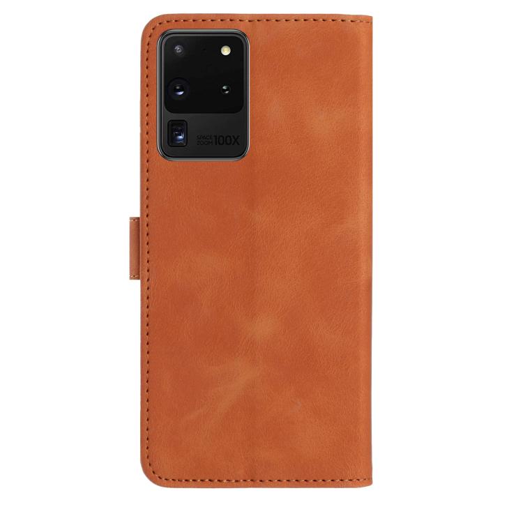 Funda de cuero con estampado de rosas en relieve para Samsung Galaxy S20 Ultra 5G (marrón)