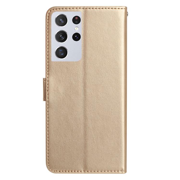 Funda de cuero con estampado de rosas en relieve para Samsung Galaxy S21 Ultra 5G (dorada)