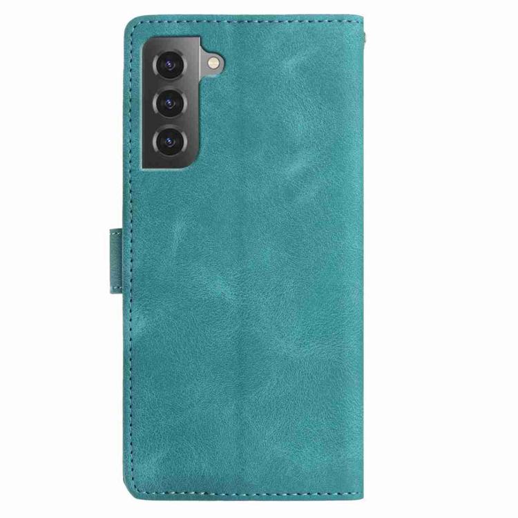 Funda de cuero con estampado floral en relieve para Samsung Galaxy S22 5G (verde)