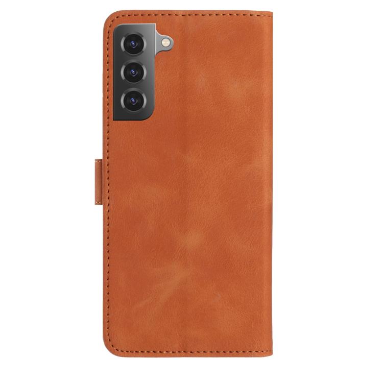 Funda de cuero con estampado de rosas en relieve para Samsung Galaxy S22+ 5G (marrón)