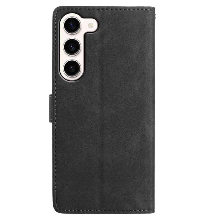 Funda de cuero con estampado de rosas en relieve para Samsung Galaxy S23 5G (negra)