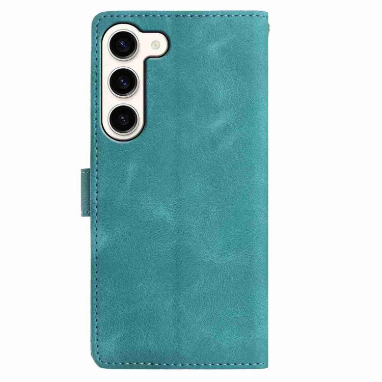 Funda de cuero con estampado floral en relieve para Samsung Galaxy S23 5G (verde)