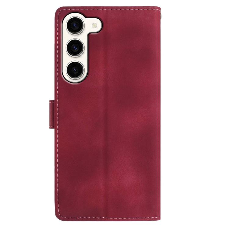 Funda de cuero con estampado de rosas en relieve para Samsung Galaxy S23 5G (roja)