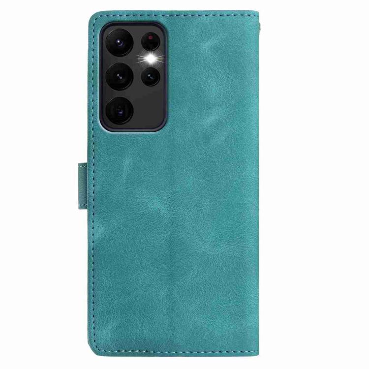 Funda de cuero con estampado floral en relieve para Samsung Galaxy S23 Ultra 5G (verde)