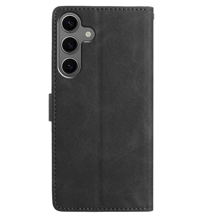 Funda de cuero con estampado de rosas en relieve para Samsung Galaxy S24 5G (negra)