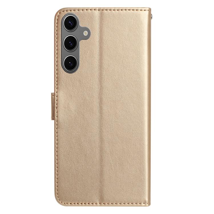 Funda de cuero con estampado de rosas en relieve para Samsung Galaxy S24+ 5G (dorada)