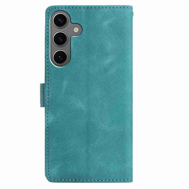 Funda de cuero con estampado floral en relieve para Samsung Galaxy S24+ 5G (verde)