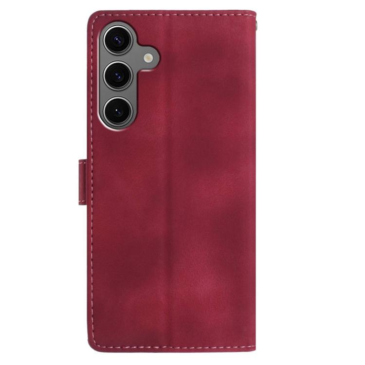 Funda de cuero con estampado de rosas en relieve para Samsung Galaxy S24+ 5G (roja)
