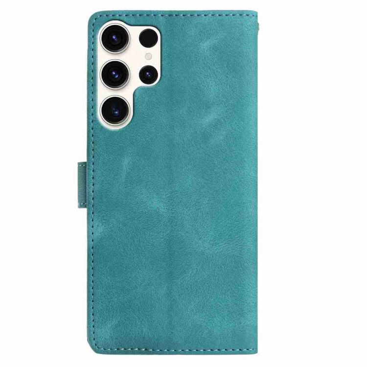 Funda de cuero con estampado de rosas en relieve para Samsung Galaxy S24 Ultra 5G (verde)