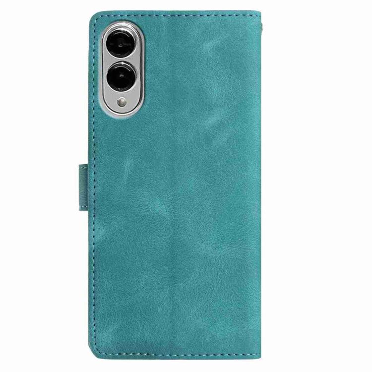 Funda de cuero con estampado floral en relieve para Samsung Galaxy S25 Edge 5G (verde)