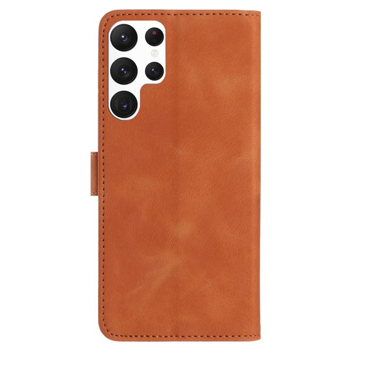 Funda de cuero con estampado de rosas en relieve para Samsung Galaxy S25 Ultra 5G (marrón)
