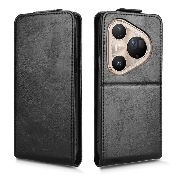 Funda magnética vertical de cuero con hebilla para Huawei Pura 80 Pro 5G (negro)