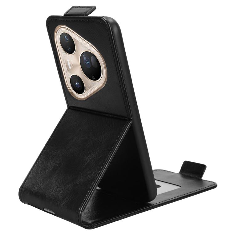 Funda magnética vertical de cuero con hebilla para Huawei Pura 80 Pro 5G (negro)