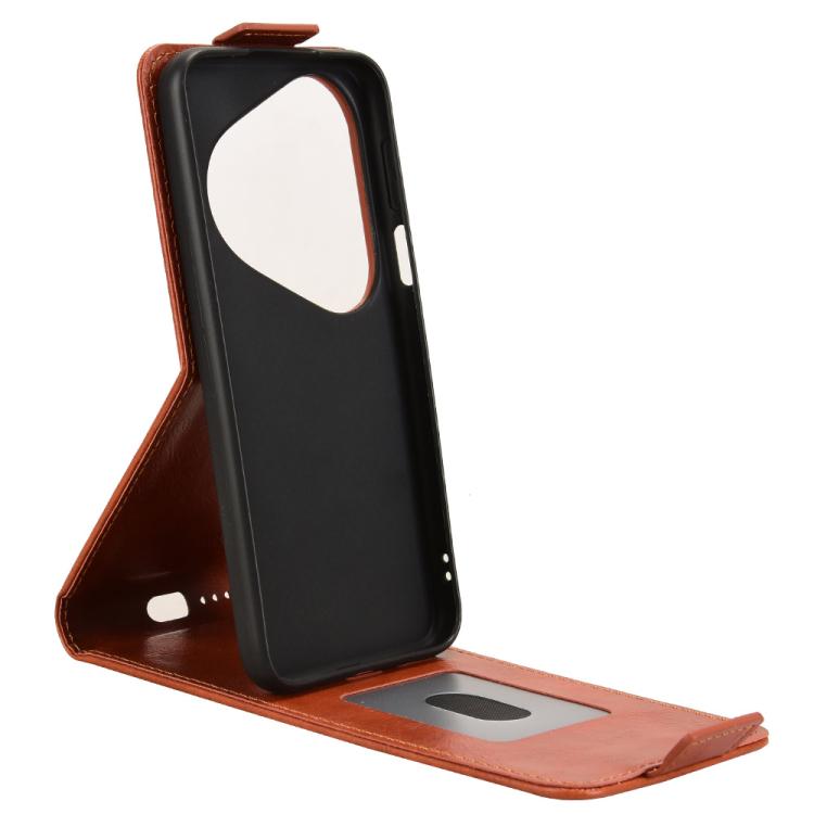 Funda magnética de cuero con tapa vertical y hebilla para Huawei Pura 80 Pro 5G (marrón)