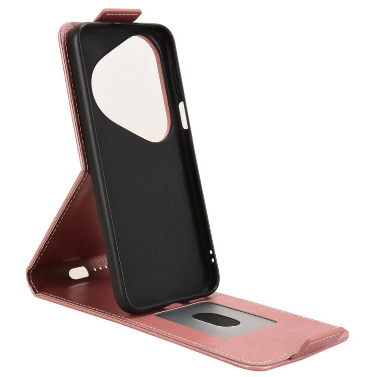 Funda magnética de cuero con tapa vertical y hebilla para Huawei Pura 80 Ultra 5G (oro rosa)