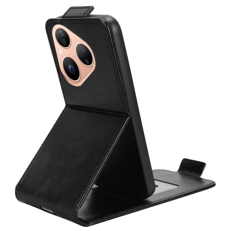 Funda magnética vertical de cuero con hebilla para Huawei Pura 80 5G (negro)