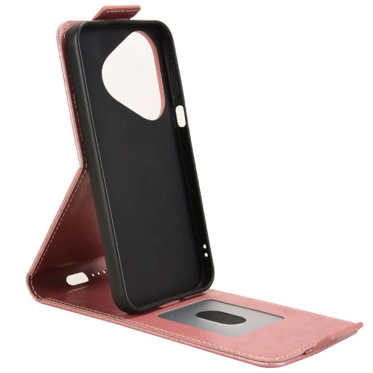 Funda magnética de cuero con tapa vertical y hebilla para Huawei Pura 80 5G (oro rosa)