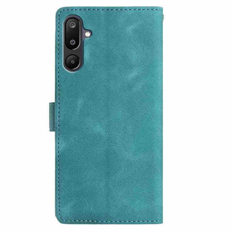 Funda de cuero con estampado floral en relieve para Samsung Galaxy F16 (verde)