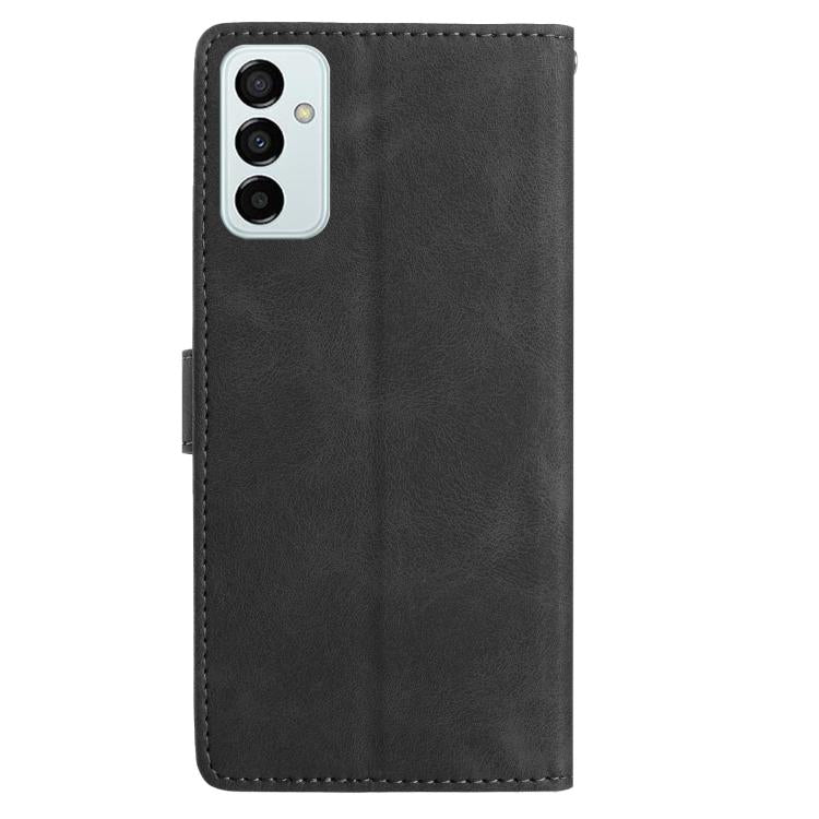 Funda de cuero con estampado de rosas en relieve para Samsung Galaxy M23 (negra)