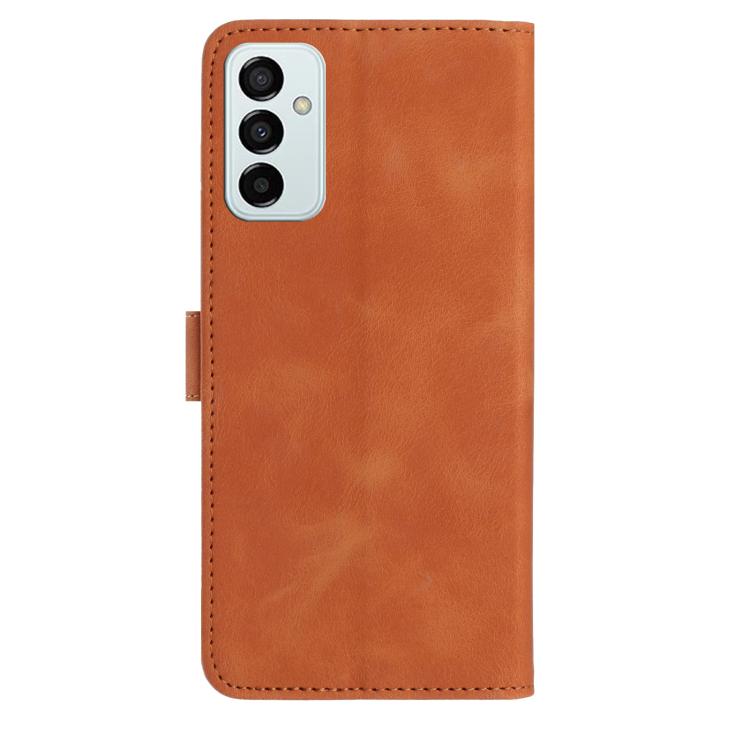 Funda de cuero con estampado de rosas en relieve para Samsung Galaxy M23 (marrón)