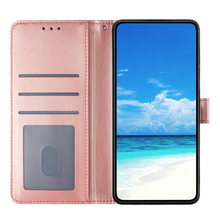 Funda de piel con estampado floral en relieve para Samsung Galaxy M32 (oro rosa)