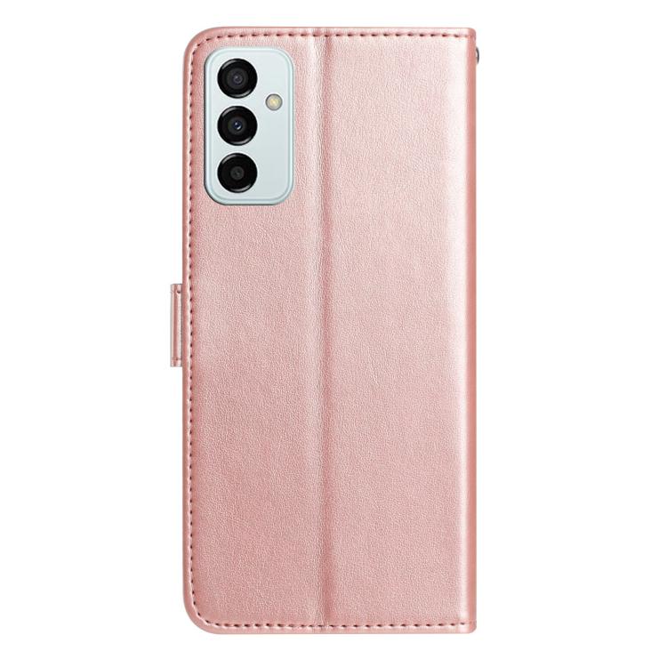 Funda de cuero con estampado floral en relieve para Samsung Galaxy M52 (oro rosa)