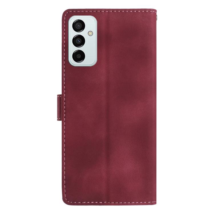 Funda de cuero con estampado de rosas en relieve para Samsung Galaxy M52 (roja)