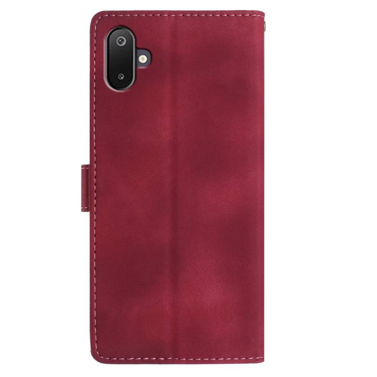 Funda de cuero con estampado de rosas en relieve para Samsung Galaxy F06 (roja)