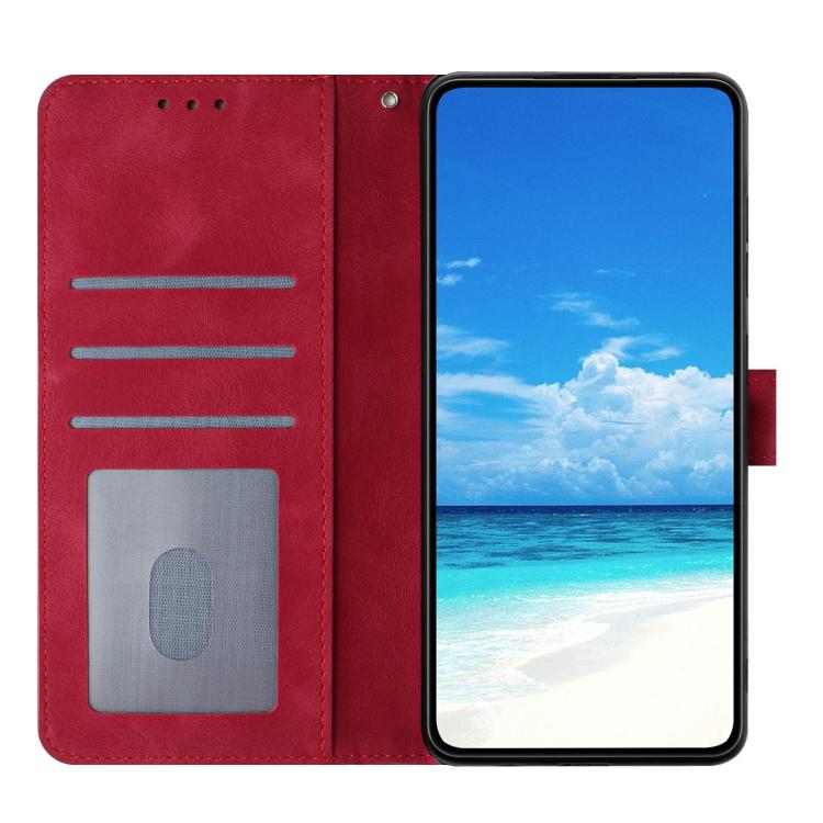 Funda de cuero con estampado de rosas en relieve para Samsung Galaxy F06 (roja)