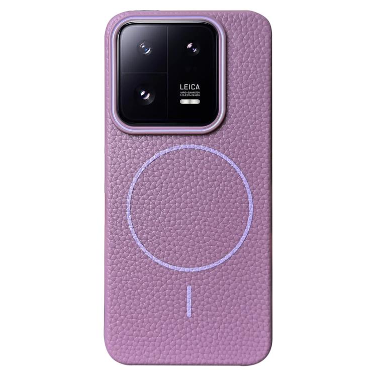 Funda de TPU con diseño de círculo fino MagSafe Litchi Grain para Xiaomi 13 (morado atardecer)