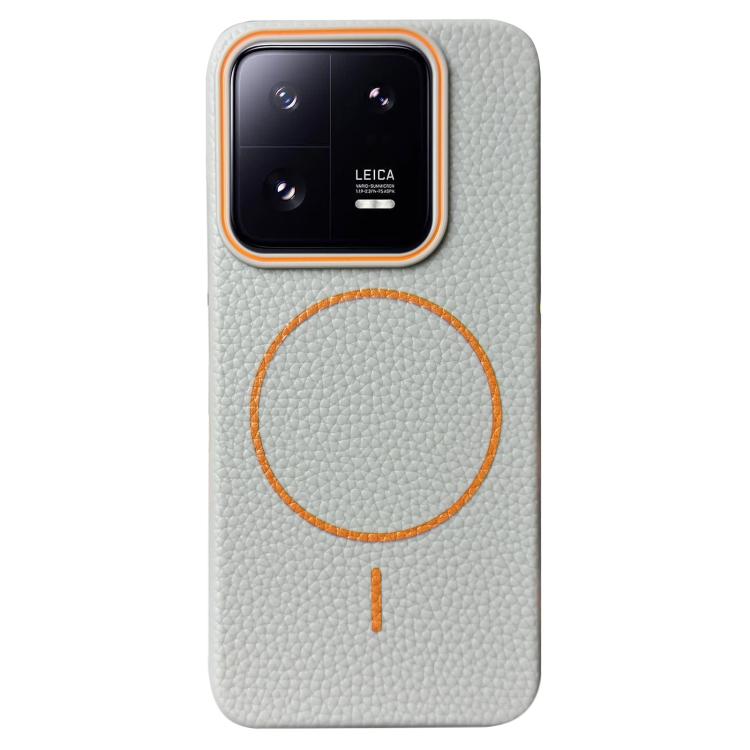 Funda de TPU con diseño de círculo fino MagSafe y textura de lichi para Xiaomi 13 Pro (gris y naranja)
