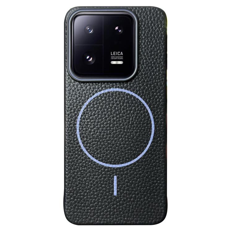 Funda de TPU con diseño de círculo fino MagSafe Litchi Grain para Xiaomi 13 Pro (negro y morado)