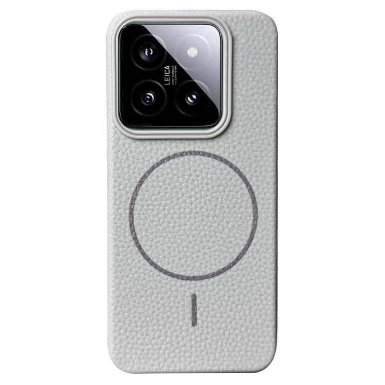 Funda de TPU con diseño de círculo fino MagSafe Litchi Grain para Xiaomi 14 Pro (gris titanio)