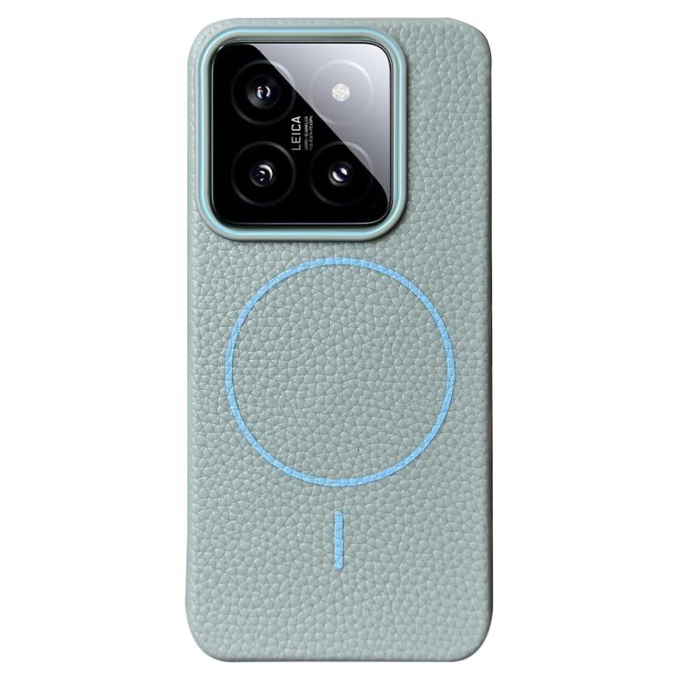 Funda de TPU con diseño de círculo fino MagSafe Litchi Grain para Xiaomi 14 Pro (azul claro)