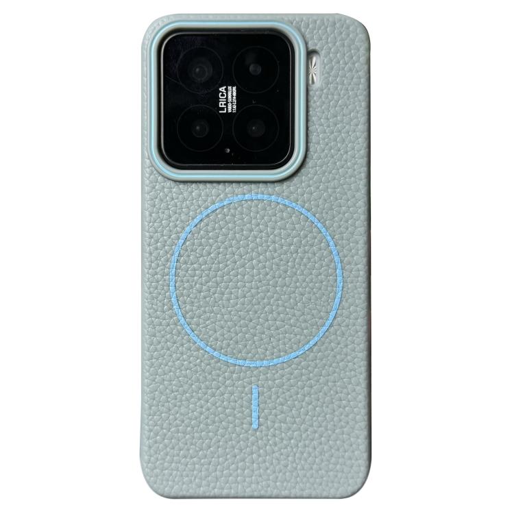 Funda de TPU con diseño de círculo fino MagSafe Litchi Grain para Xiaomi 15 Pro (azul claro)