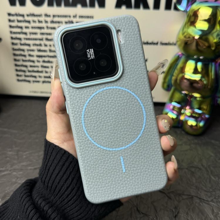 Funda de TPU con diseño de círculo fino MagSafe Litchi Grain para Xiaomi 15 Pro (azul claro)