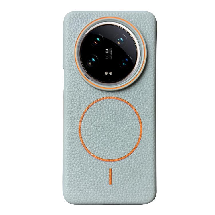 Funda ultrafina de TPU con diseño circular MagSafe y grano de lichi para Xiaomi 14 (azul y naranja)