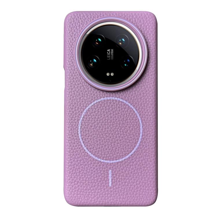 Funda ultrafina de TPU con diseño circular MagSafe y textura de lichi para Xiaomi 14 (morado atardecer)