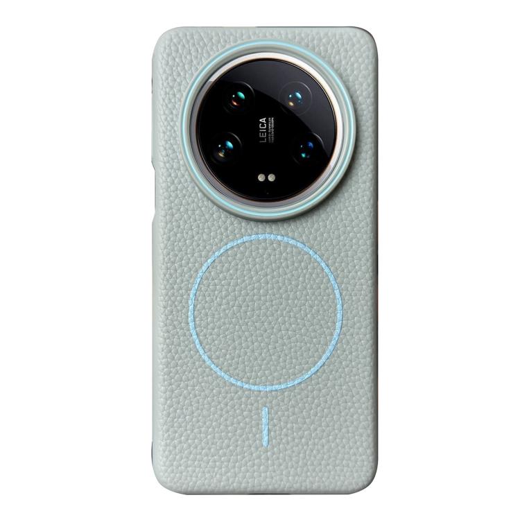 Funda ultrafina de TPU con diseño circular MagSafe y grano de lichi para Xiaomi 14 (azul claro)