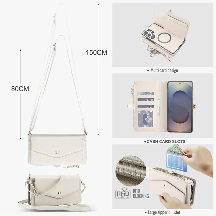 Funda de cuero desmontable con cordón para Samsung Galaxy S25 Ultra 5G (blanco)